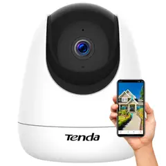TENDA - Cámara de Seguridad Rotatoria 360° CP3 FHD Powered AI