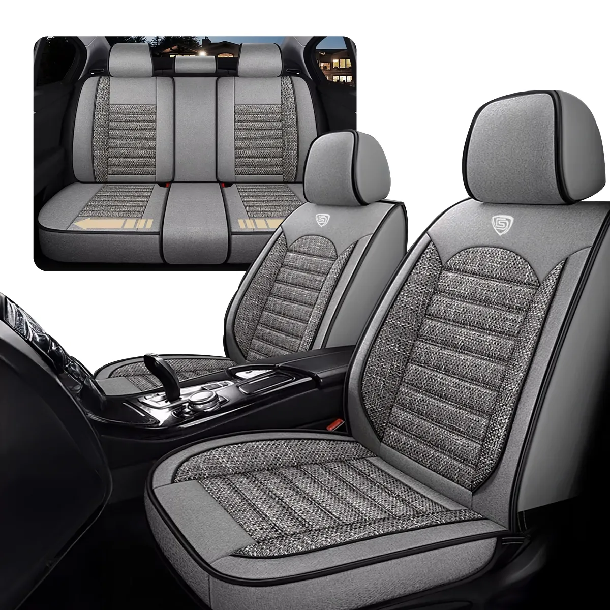 GALANTA - Funda Cubre Asiento Ecocuero y Lino Galanta Set 5 Asientos Luxury
