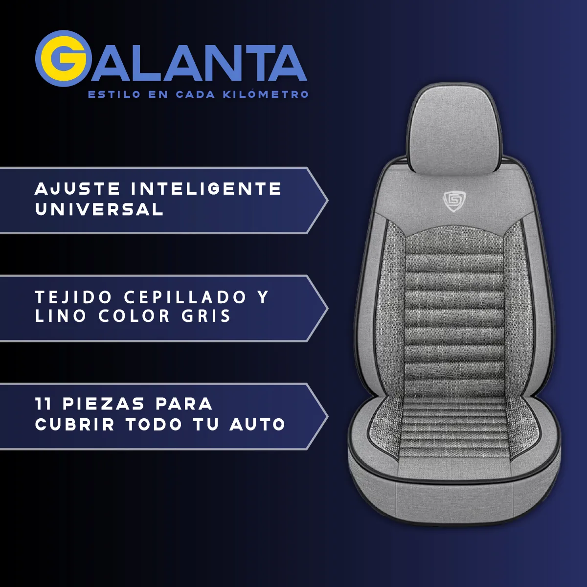 GALANTA - Funda Cubre Asiento Ecocuero y Lino Galanta Set 5 Asientos Luxury