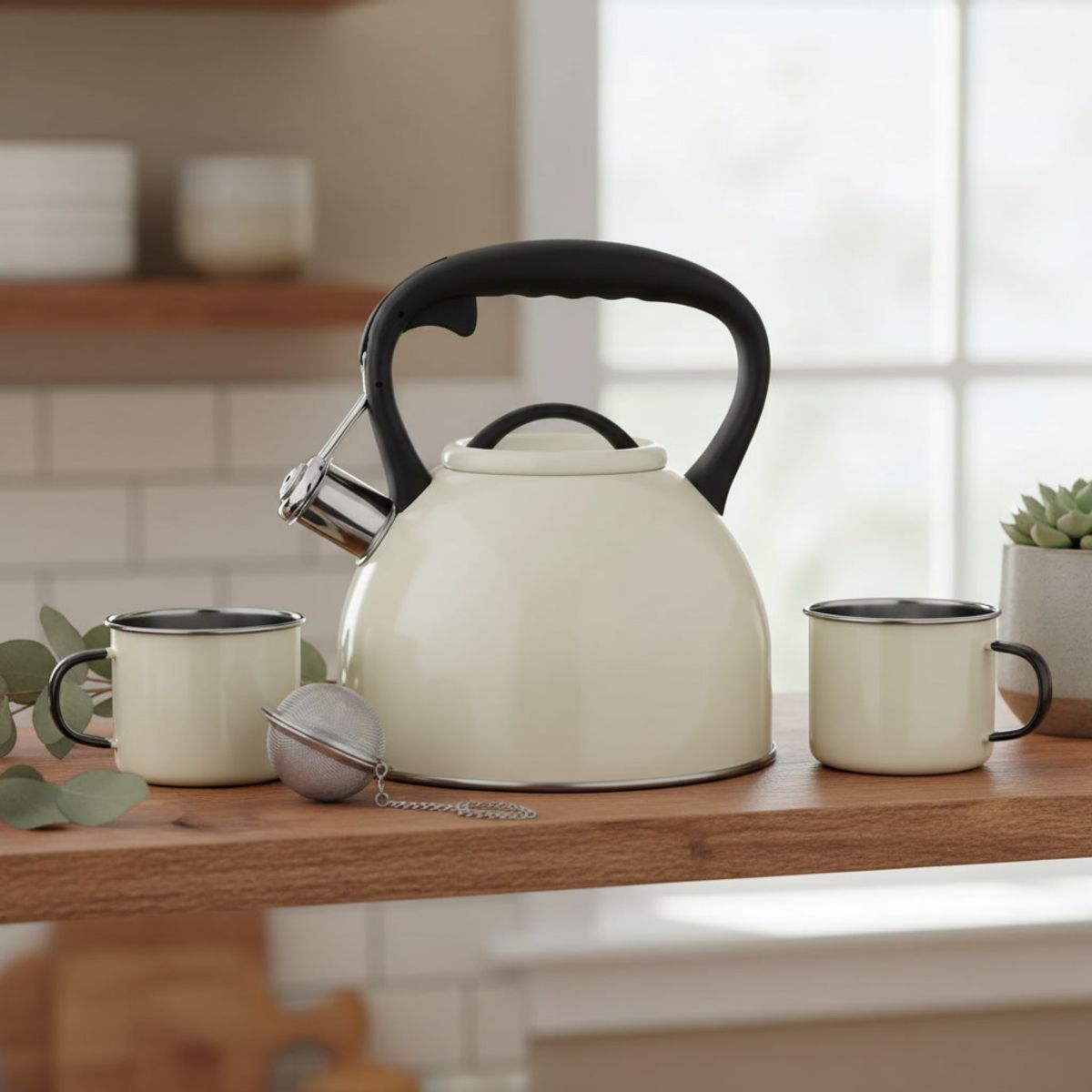 WENS - Tetera Acero Inoxidable Con Silbato Wens 3L Crema