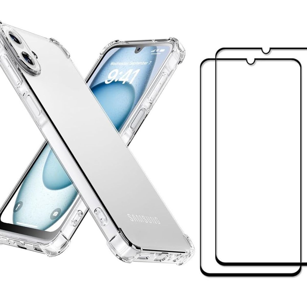 GENERICO - Carcasa Para Galaxy A07 + 2 PROTECTORES PANTALLA VIDRIO TEMPLADO