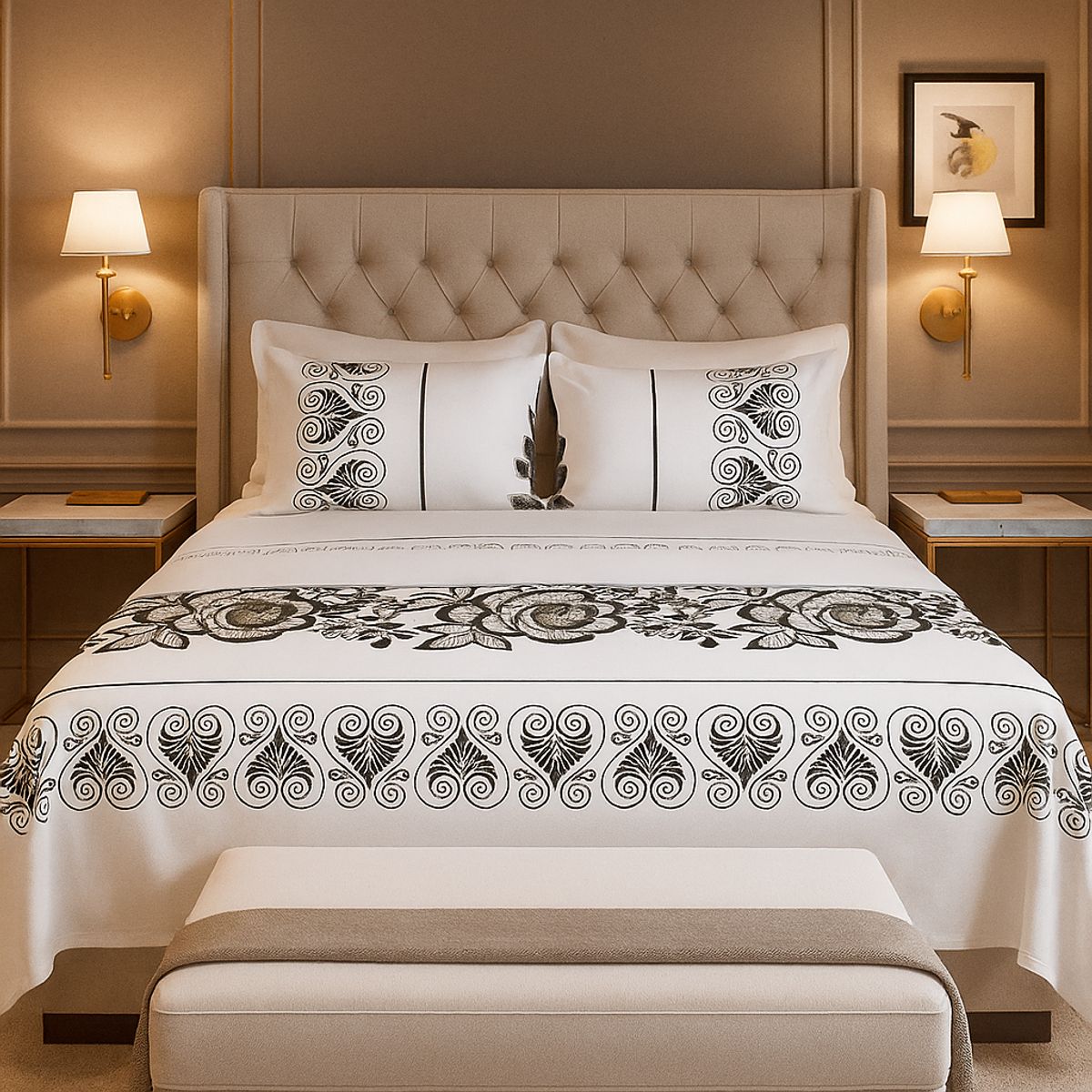 ARMONIA - Juego de sábanas KING 2½ P 144 hilos clásicas tipo 766