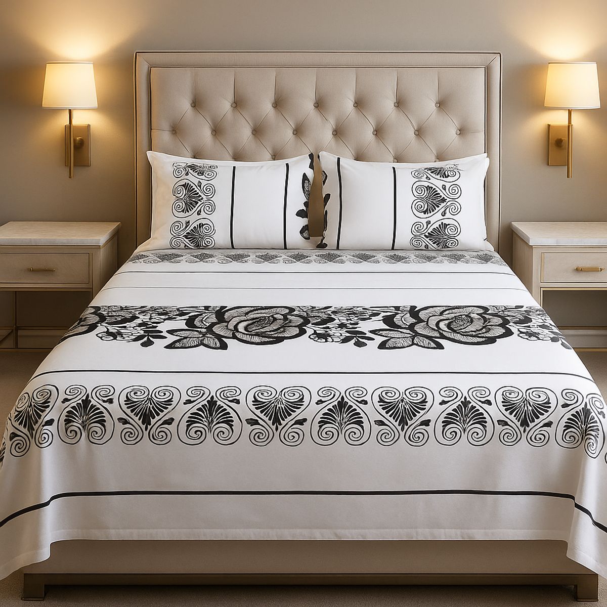 ARMONIA - Juego de sábanas KING 2½ P 144 hilos clásicas tipo 766