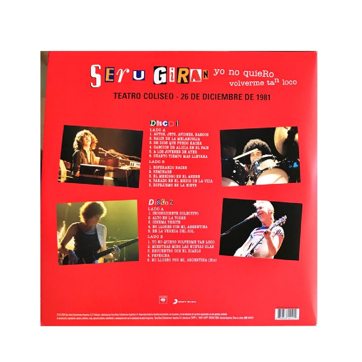 GRUPO LASER DISC - VINILO SERU GIRAN YO NO QUIERO VOLVERME TAN LOCO 2LP