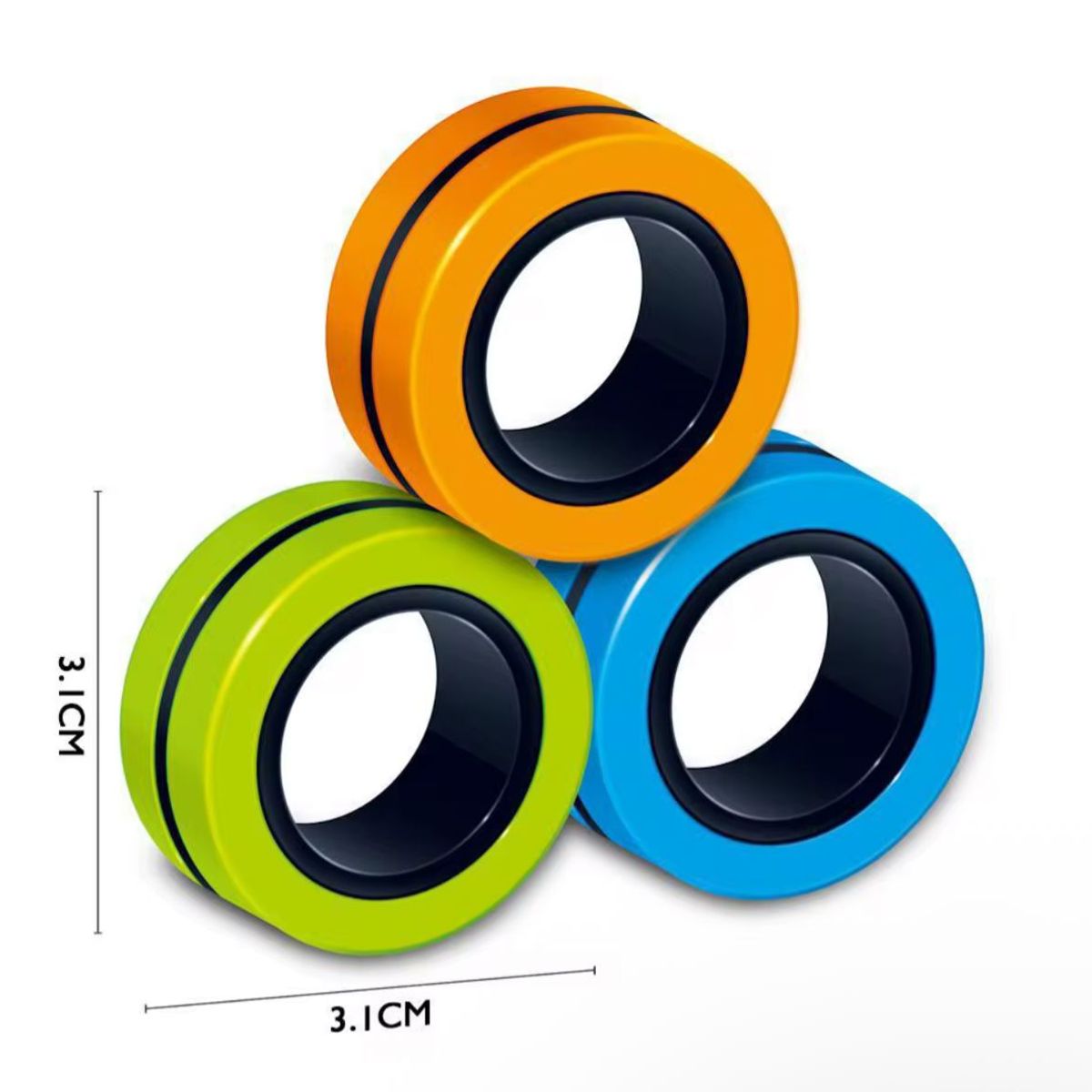 GENERICO - Juguete Sensorial Antiestrés 3 Anillos Magnéticos Spinner