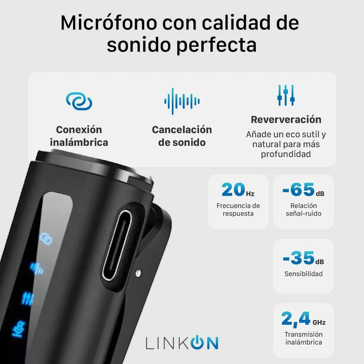 LINKON - Microfono Inalambrico Solapa Lavalier Linkon con Windshield