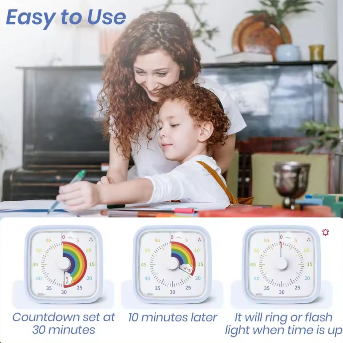 GENERICO - Temporizador Visual 60 Minutos Reloj Educativo TEA TDAH Niños