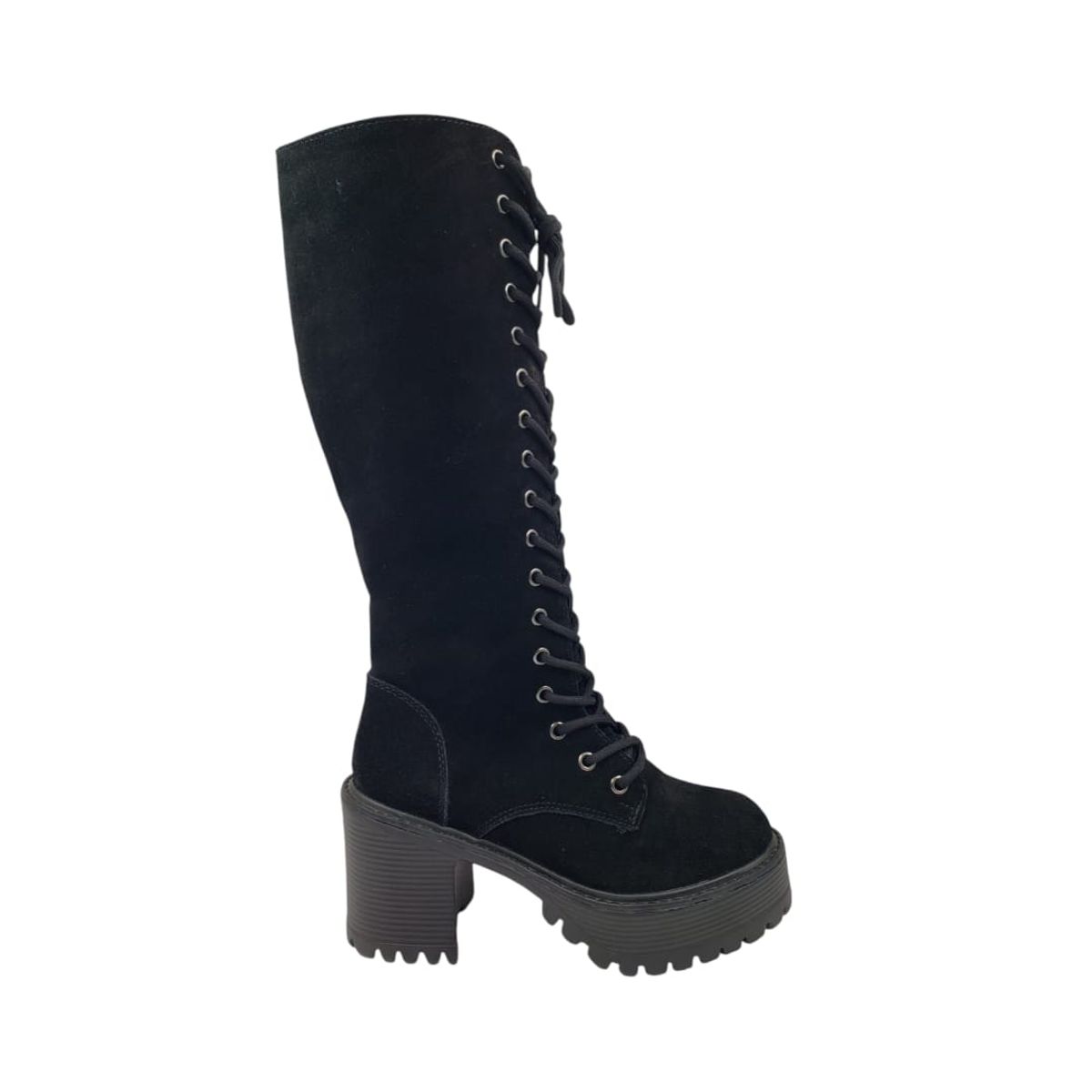 HERIEL - Bota Negra Plataforma Mujer
