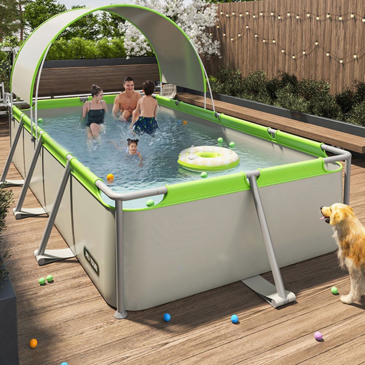 BABYLUNA - Piscina Familiar Desmontable con Techo UV 293x200x65cm PVC Duro