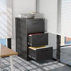 GENERICO - Kardex Metálico: 3 Cajones - Mod Black FA-3D-B