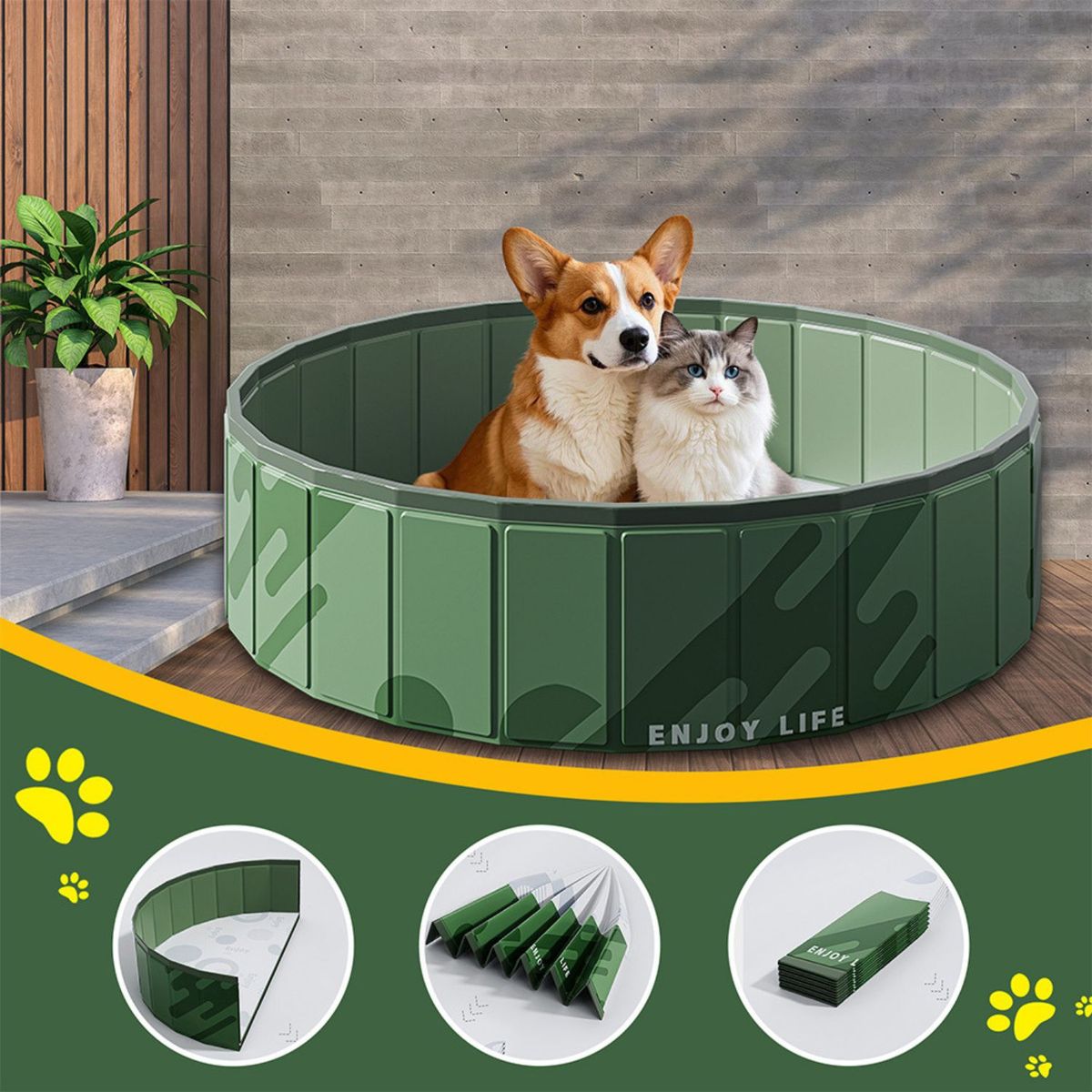 BABYLUNA - Piscina Plegable Perros Grandes 120x30cm PVC No Inflable