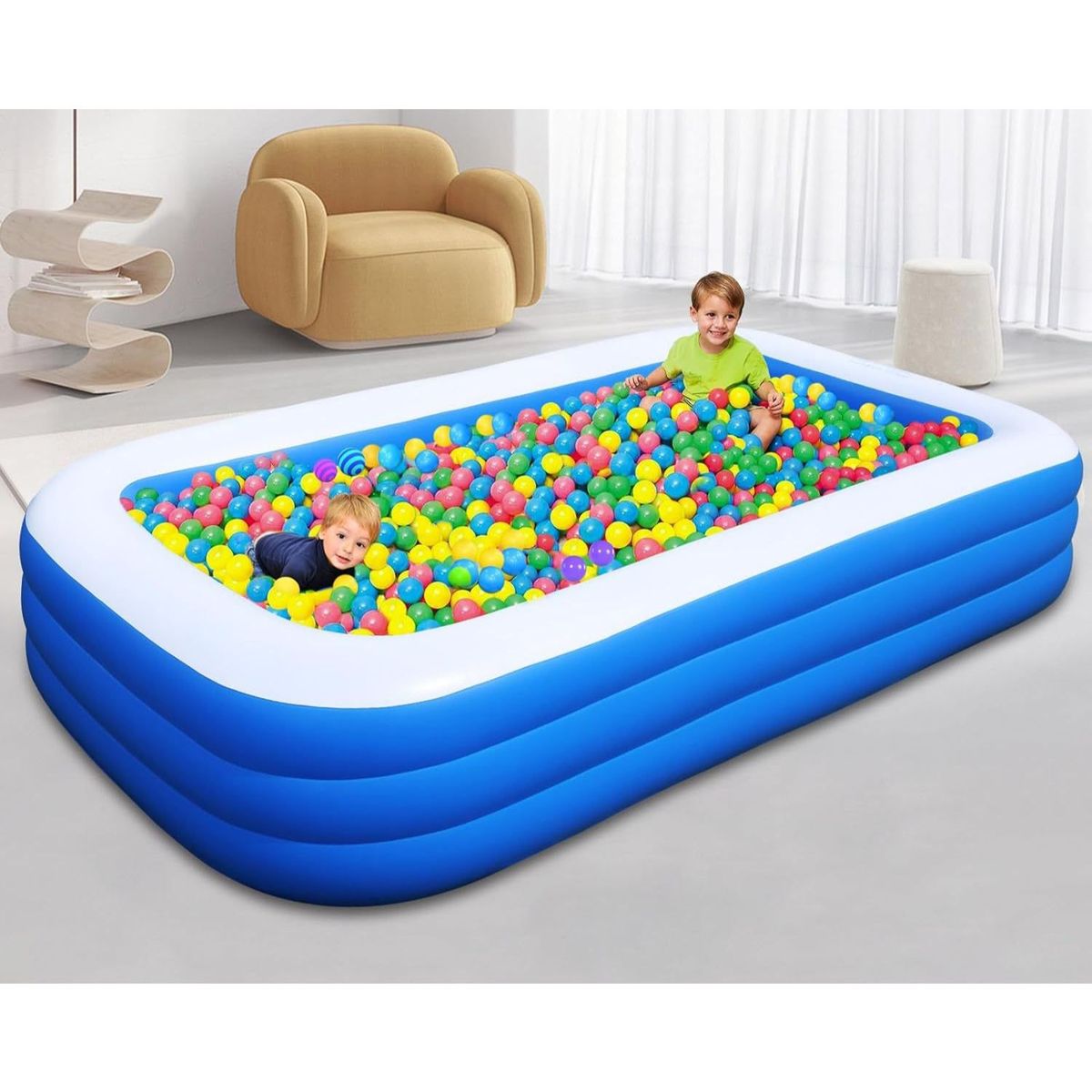 BABYLUNA - Piscina Inflable Familiar 200x125x50cm Fondo Antideslizante + Inflador