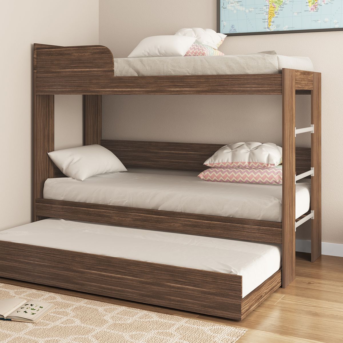 TECNOMOBILI - Camarote Litera Triple CM8003 1 plaza Nogal sin colchón