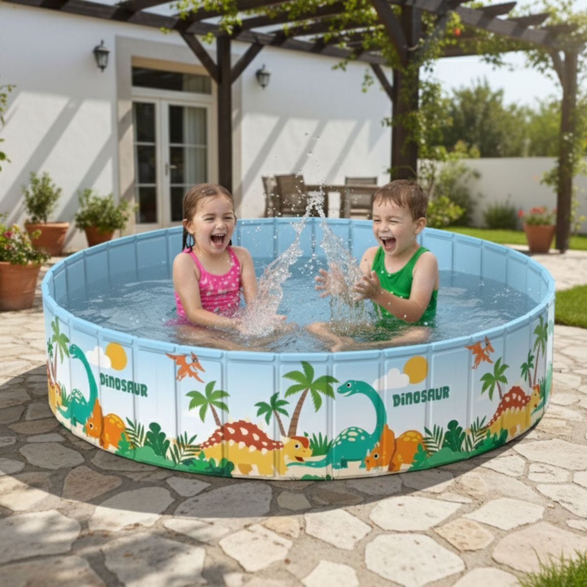 BABYLUNA - Piscina Plegable Niños 4 en 1 PVC Duro 120x45cm No Inflable.