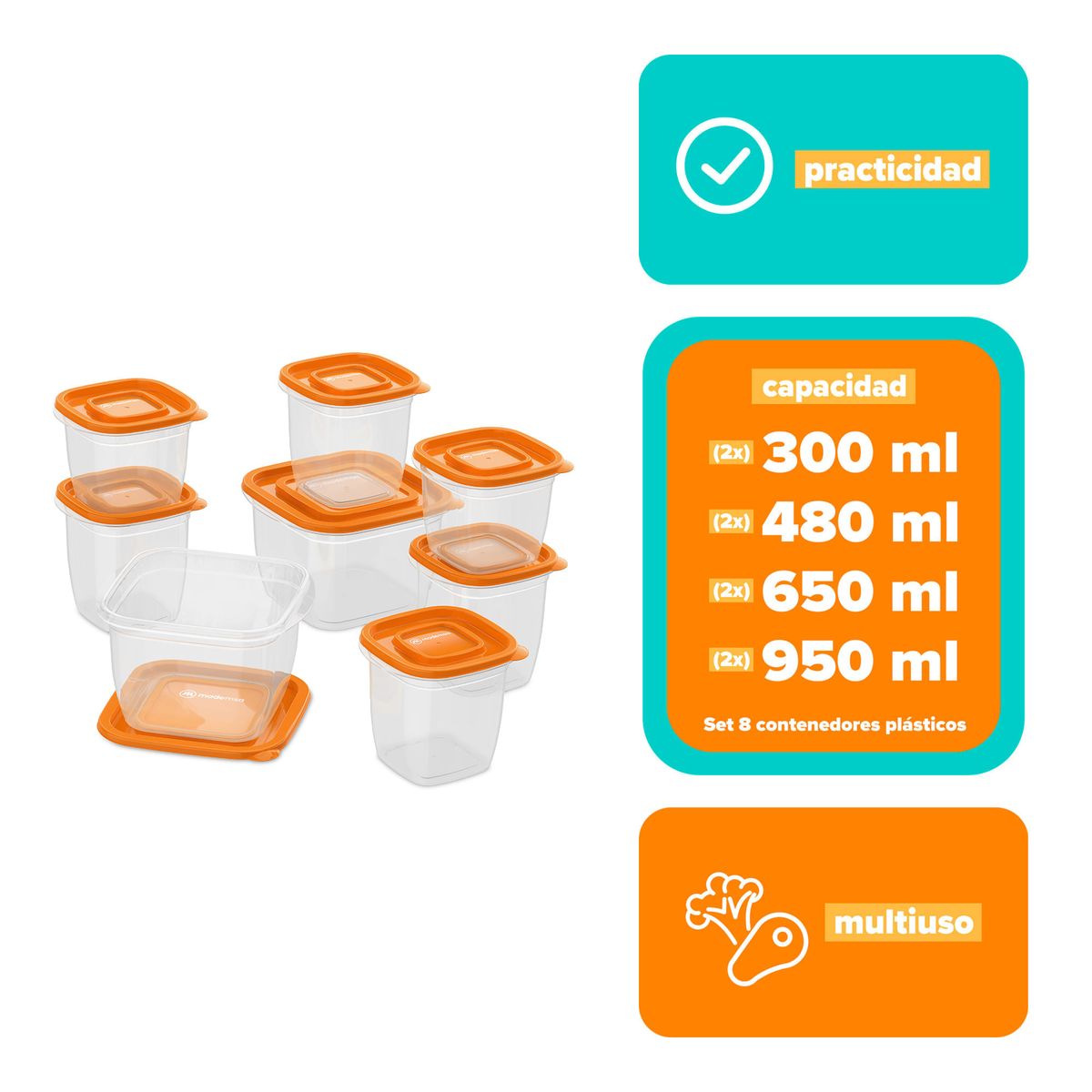 MADEMSA - Set Contenedores de Plástico Herméticos Mademsa 8 Un