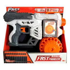 GENERICO - JUGUETE PISTOLA DE 24 DARDOS-BLANCO-RUEDA GIRATORIA