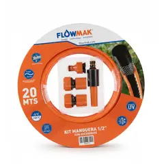 FLOWMAK - Kit Manguera Jardin 1/2" 20 mts con Accesorios