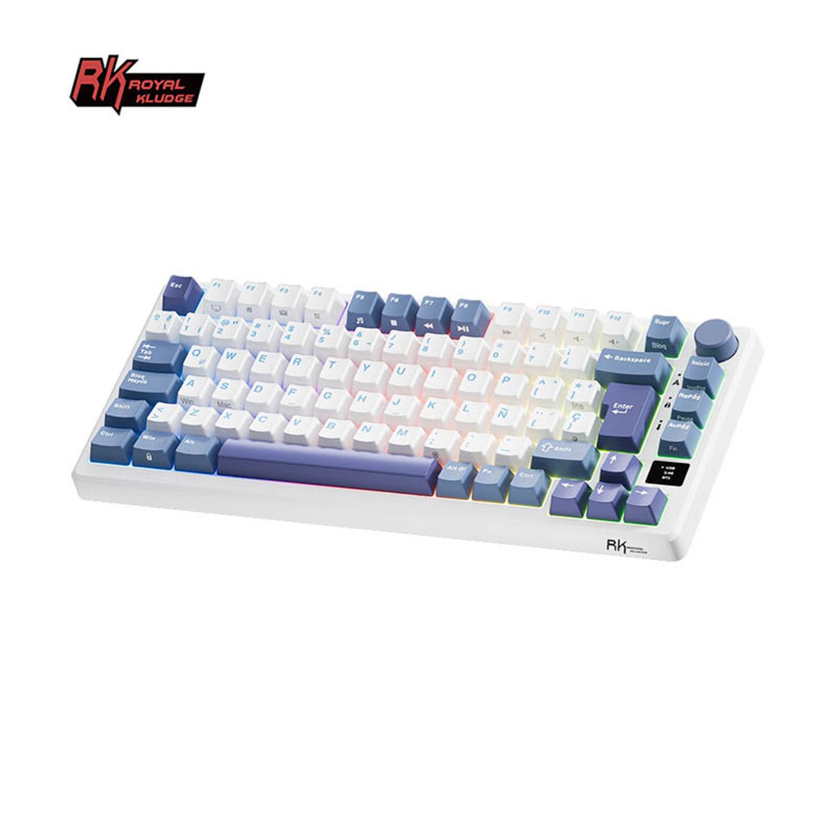 ROYAL KLUDGE - Teclado Mecánico Royal Kludge Rk-m75 Taro Milk 75% Sw Silver