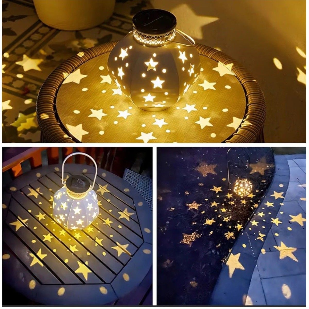 GENERICO - Pack de 2 Faroles Solares. Luz Estrellas 18 x 15 cm