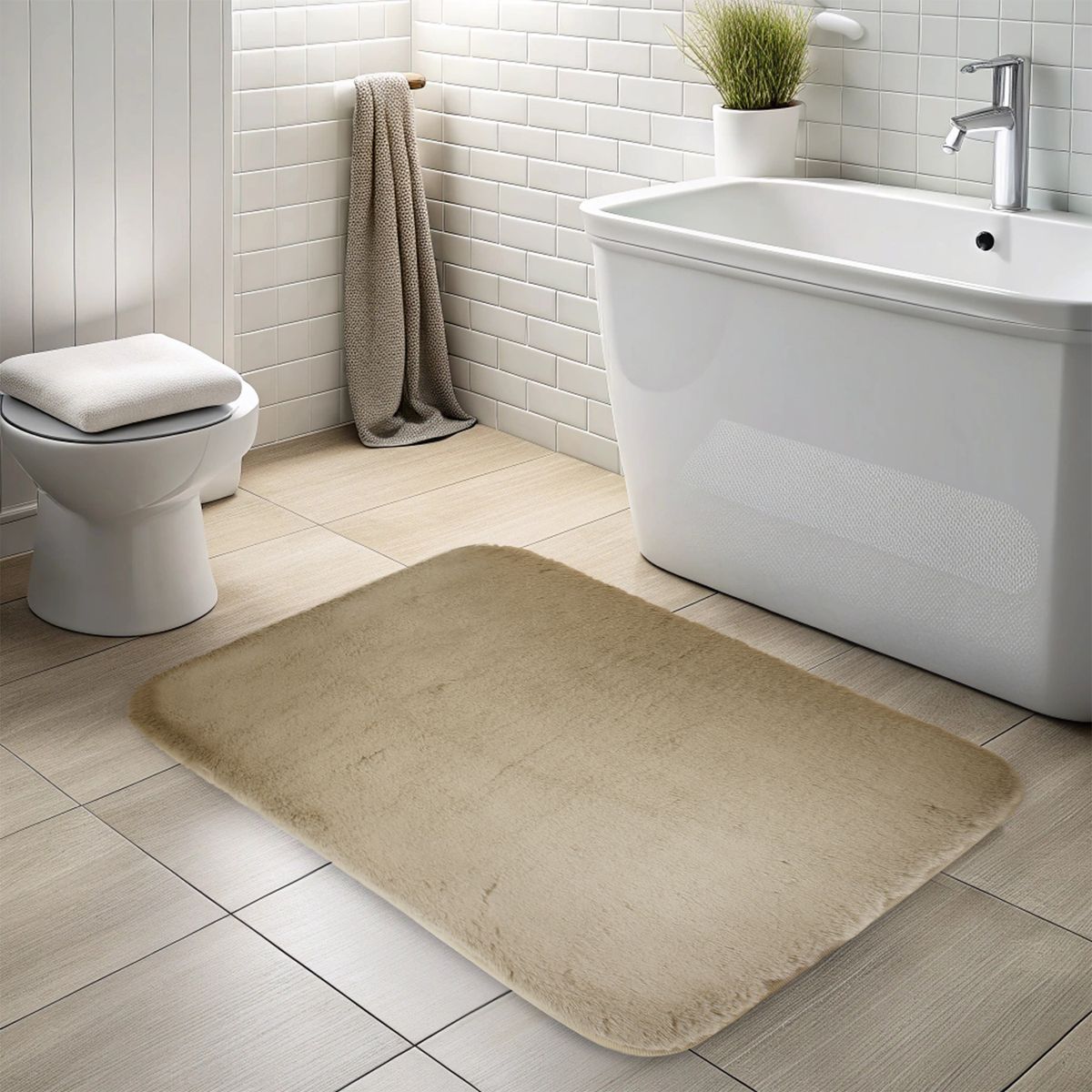 NAUTICA - Alfombra de baño Nautica Home ultra suave 50x80cm beige