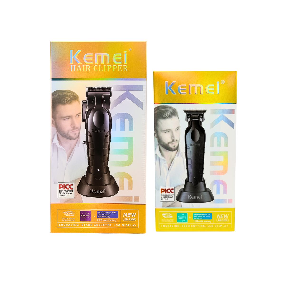 KEMEI - Combo Kemei Máquina Cortapelo KM-2296 + KM-2299 con Base de Carga