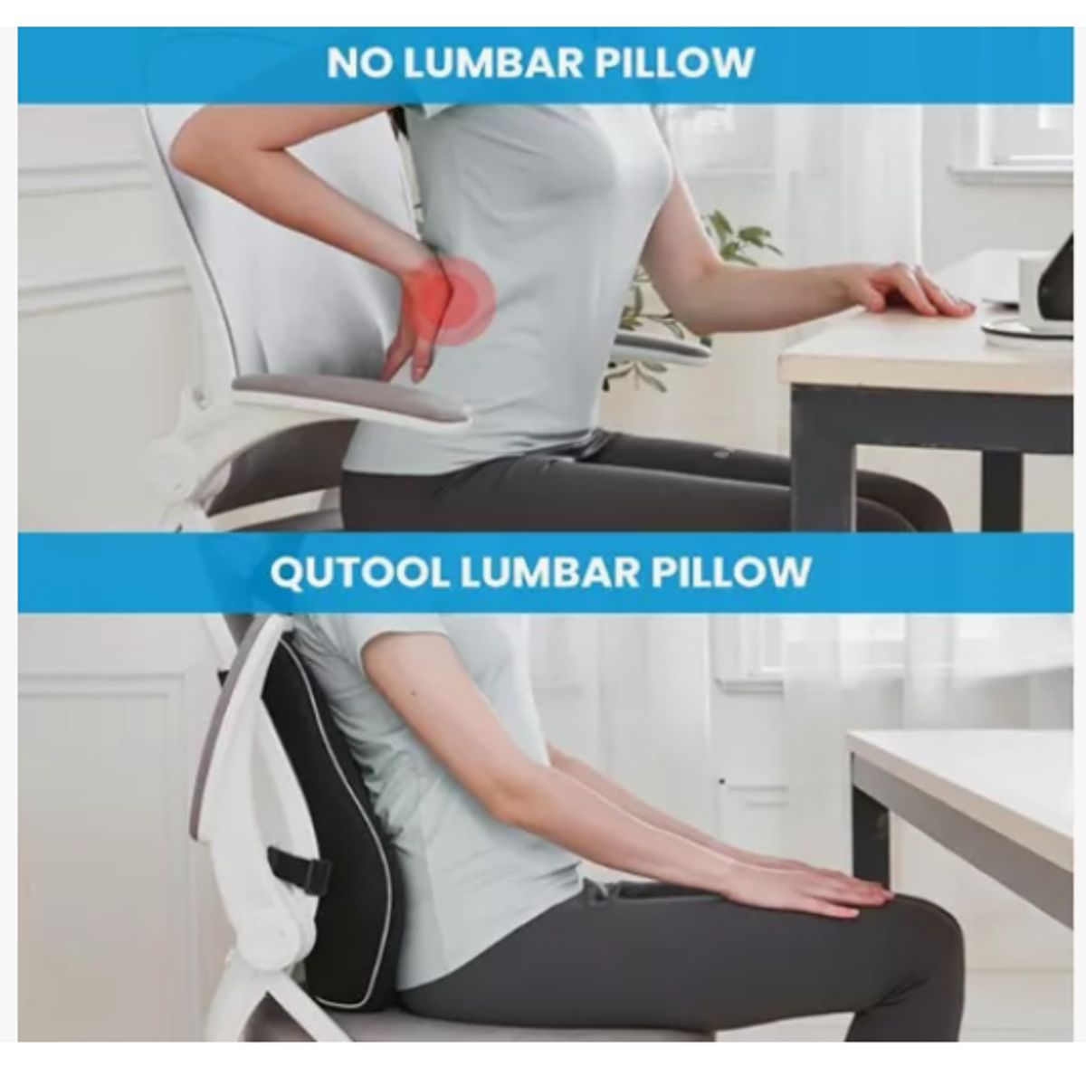 GENERICO - Cojin Soporte Espalda Corrector Lumbar De Silla Auto Oficina Color Negro