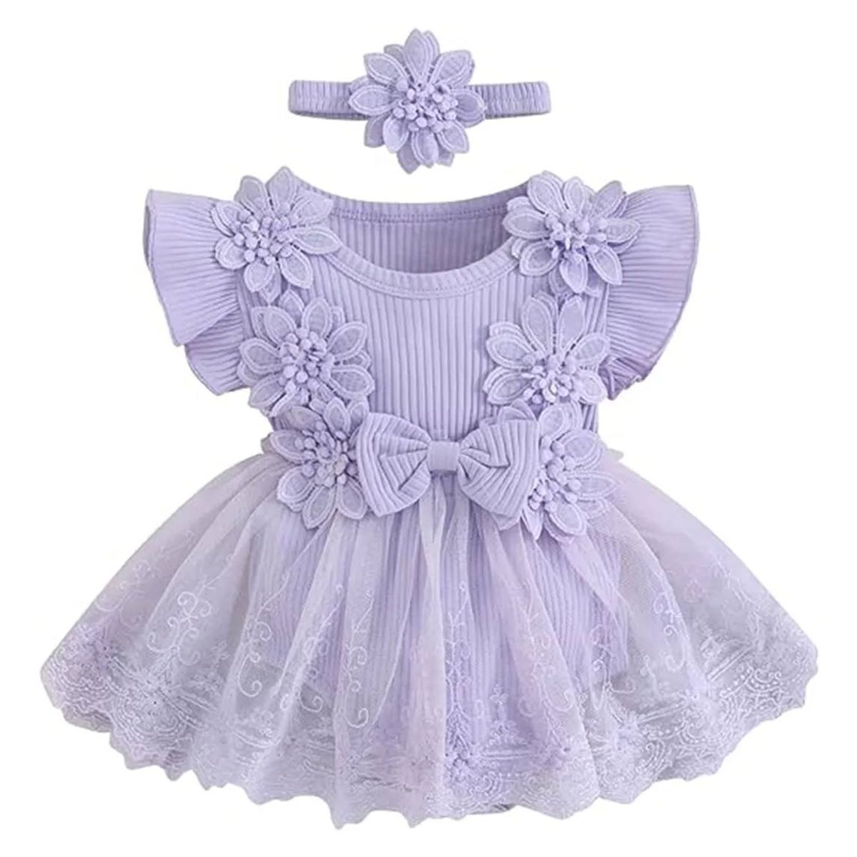 GENERICO - Set vestido y cintillo para bebe 12 meses a 24 meses