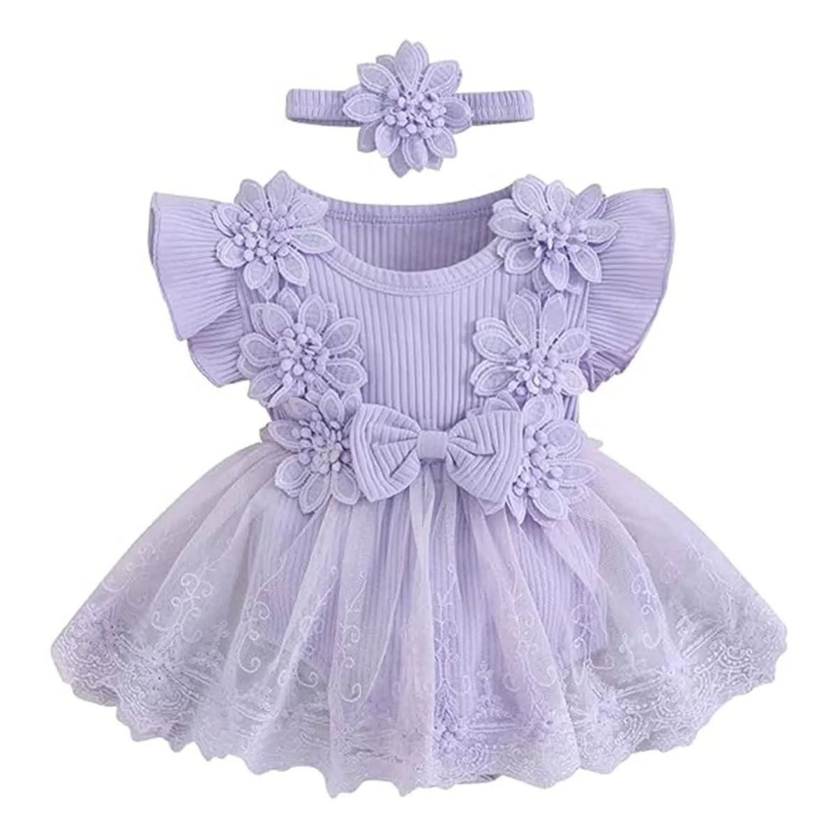 GENERICO - Set vestido y cintillo para bebe 12 meses a 24 meses