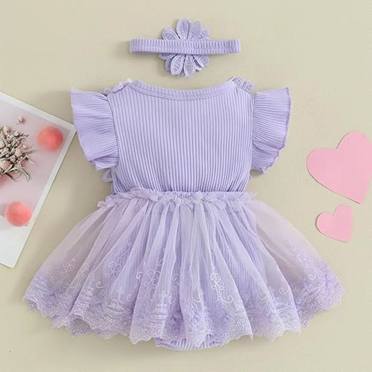 GENERICO - Set vestido y cintillo para bebe 12 meses a 24 meses