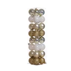 MIRO - Esferas navideñas 32 unidades 4 cm dorado-blanco