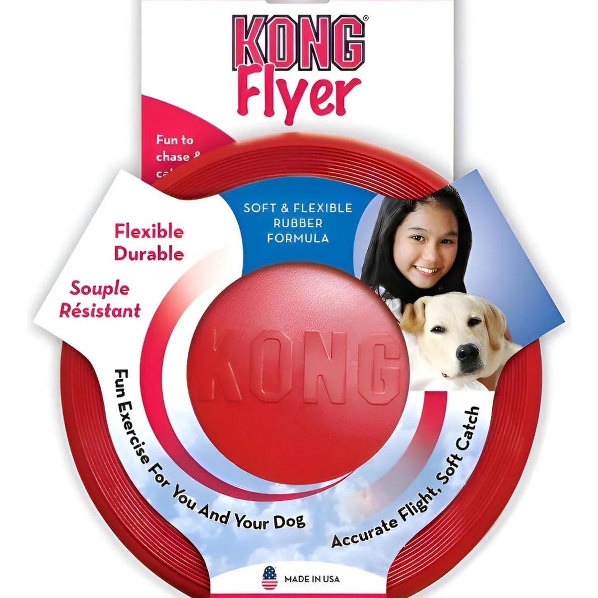 KONG - Kong Flyer Frisbee Disco Juguete Flexible Para Mascota Perro Rojo