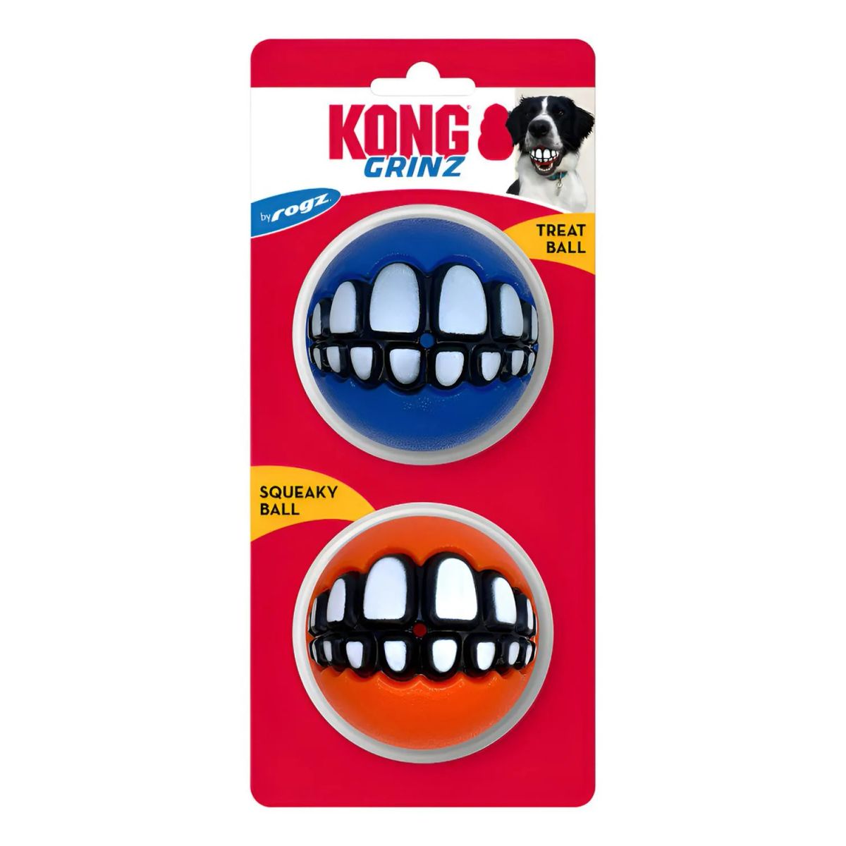 KONG - Pelotas Para Perros Kong Grinz By Rogz Ball X2 Talla L 7.6cm Surtido
