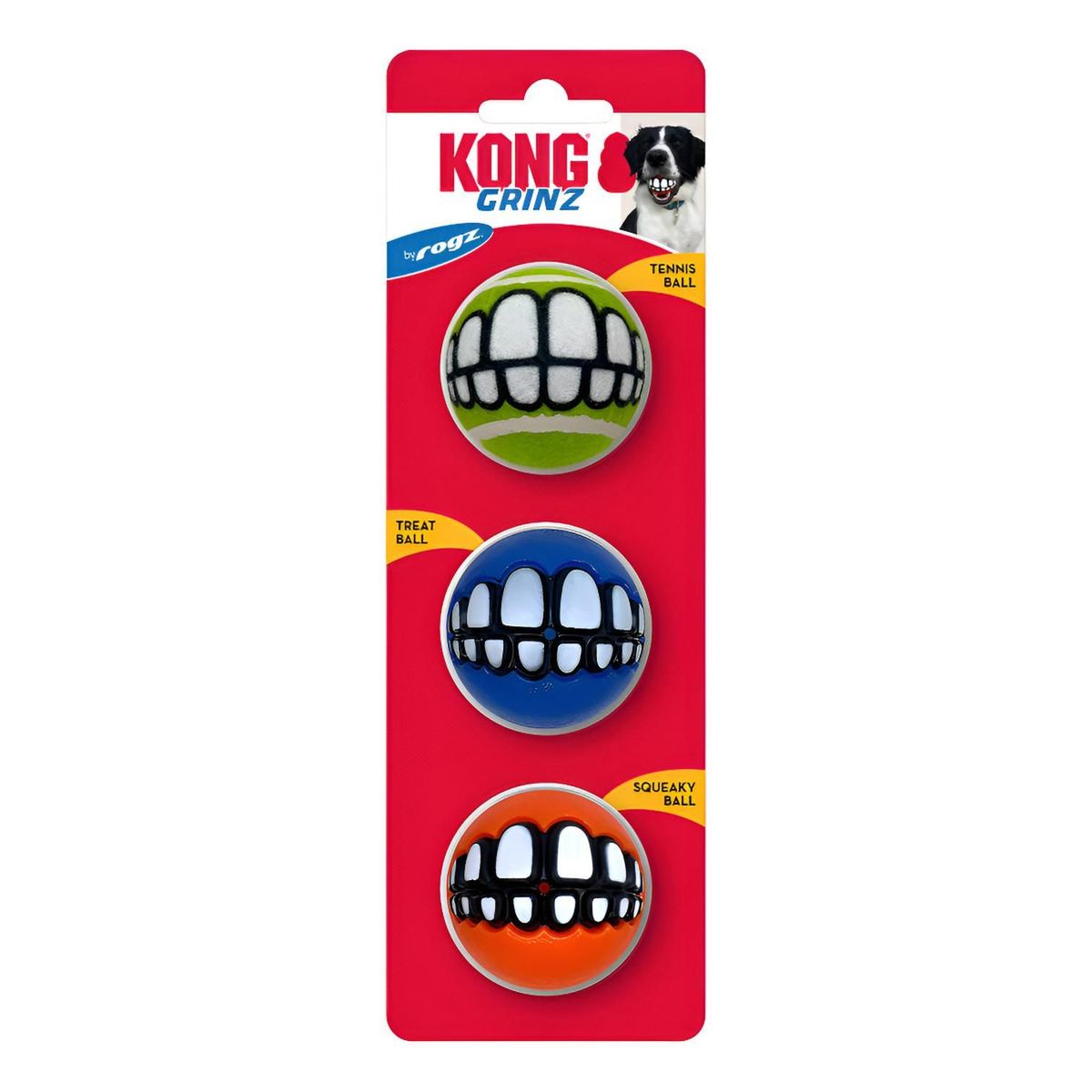 KONG - Pelotas Para Perros Kong Grinz By Rogz Ball X3 Talla S 5cm Surtido