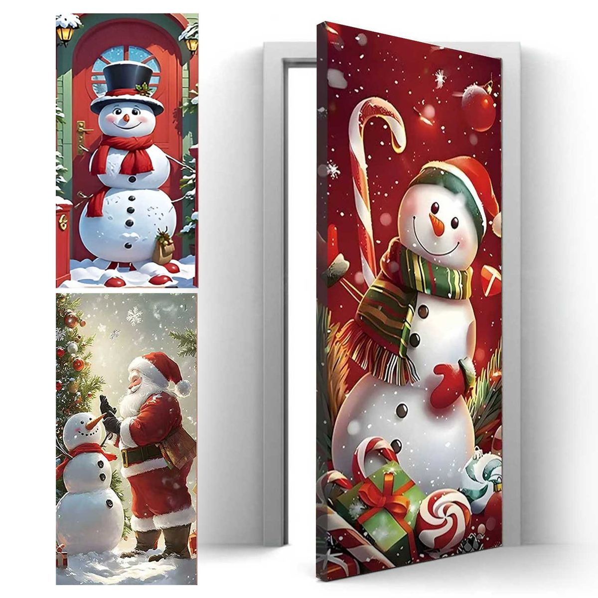 GENERICO - Funda De Puerta Decoración Navideña Elástica 210x105cm Nieve