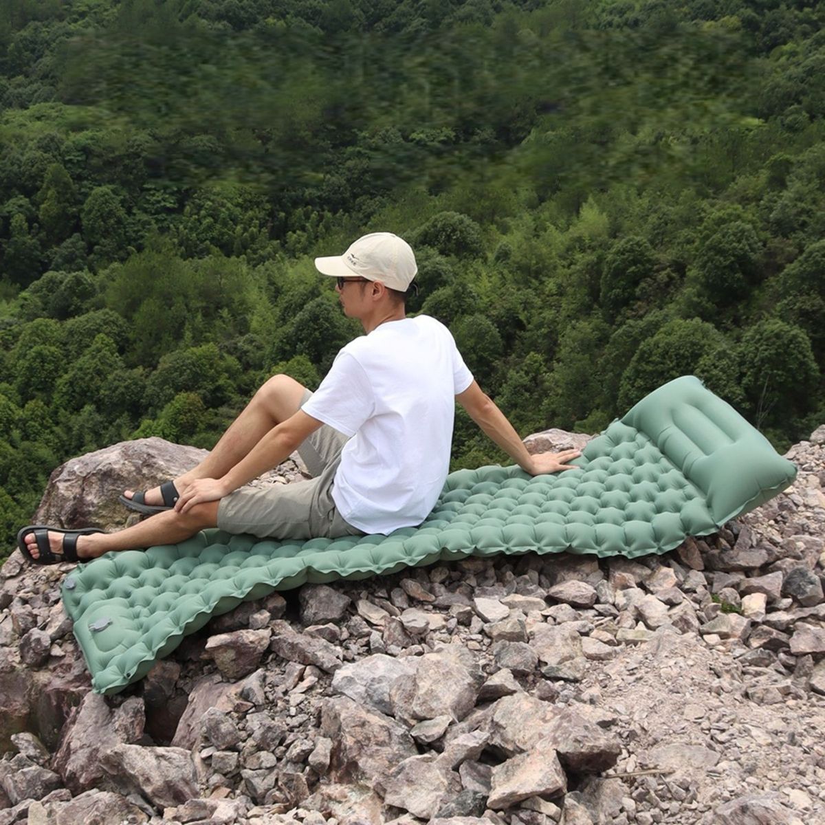 BABYLUNA - Colchoneta Inflable Individual 8cm Grosor Conectable Inflador de Pie