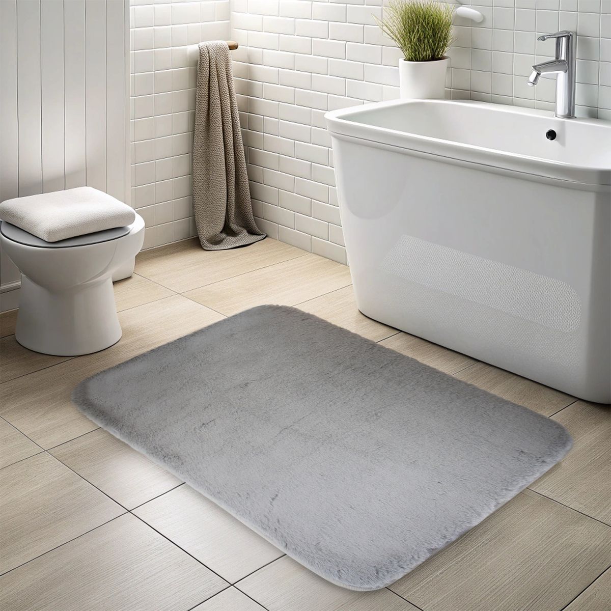 NAUTICA - Alfombra de baño Nautica Home ultra suave 50x80cm Gris claro
