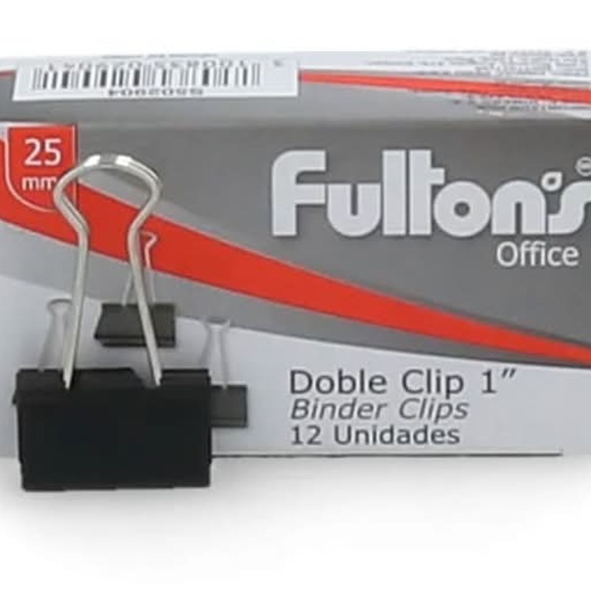 FULTONS - Clips Doble 25 mm Negro 1 Pulgada 12 Un