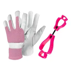 METALFER - Guante De Cabritilla Rosa + Portaguantes Rosa- Talla M