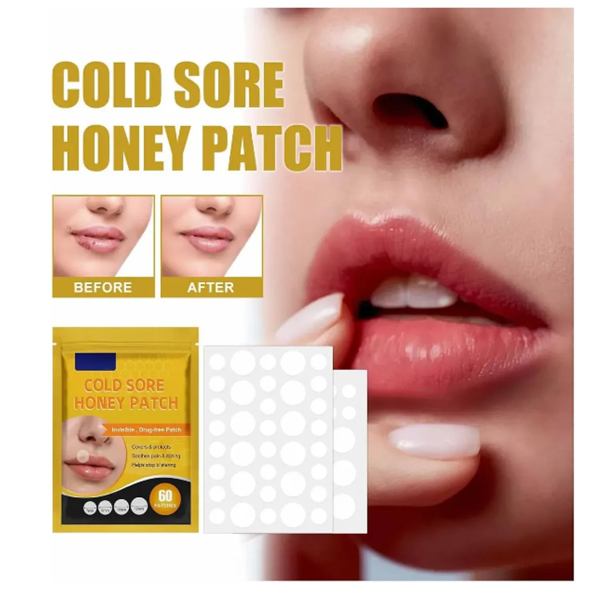 GENERICO - Parches Para El Herpes Labial Parches De Miel E Hidrocoloide