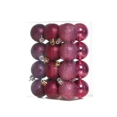 MIRO - Esferas navideñas 24 unidades 4 cm Magenta fucsia