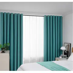 GENERICO - CORTINA BLACKOUT TURQUESA DE 2 PAÑOS ENGOMADA MP.
