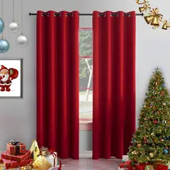 GENERICO - CORTINA BLACKOUT ROJA DE 2 PAÑOS ENGOMADA MP