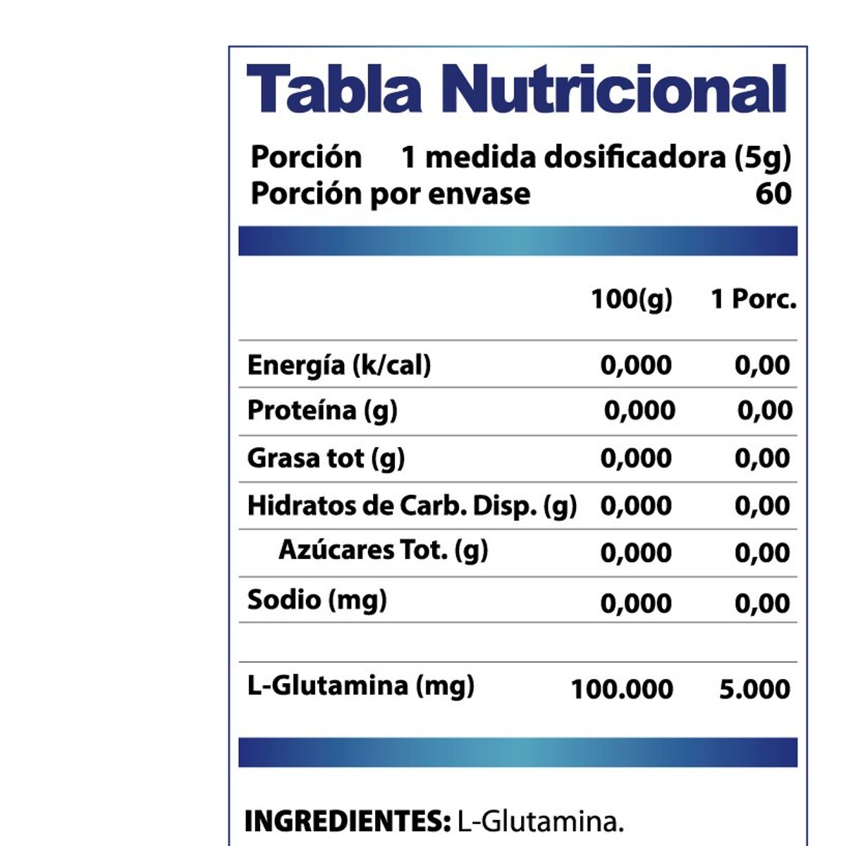 WINKLER NUTRITION - L-glutamina 300 Grs. 60 Porciones