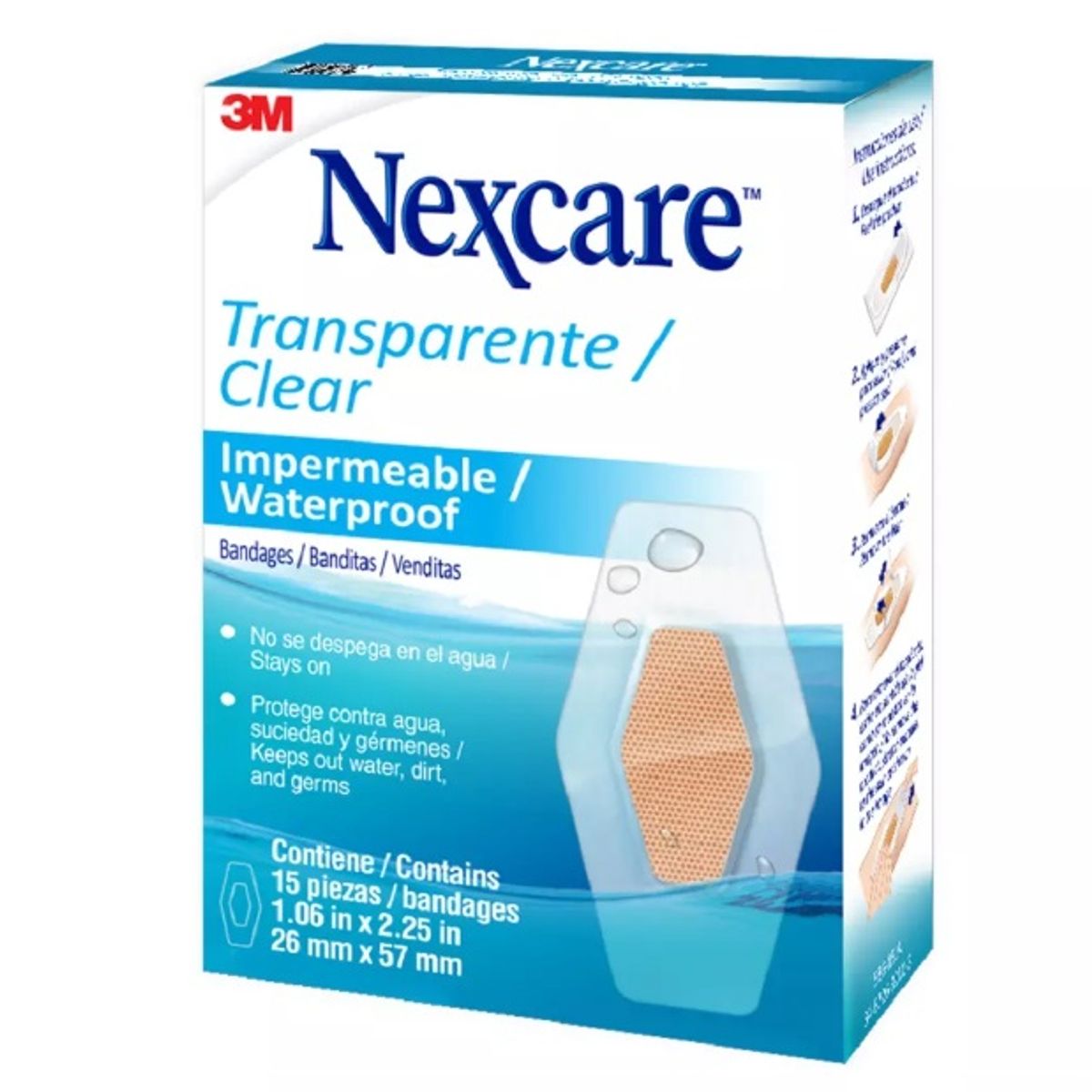 3M - Parche Curita Impermeable Transparente Nexcare 15 und