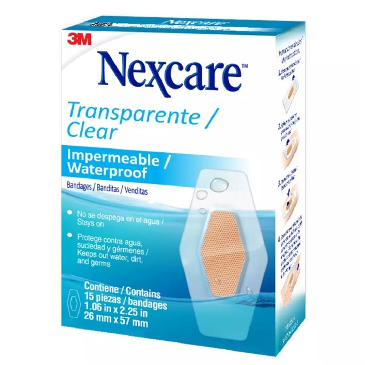 3M - Parche Curita Impermeable Transparente Nexcare 15 und