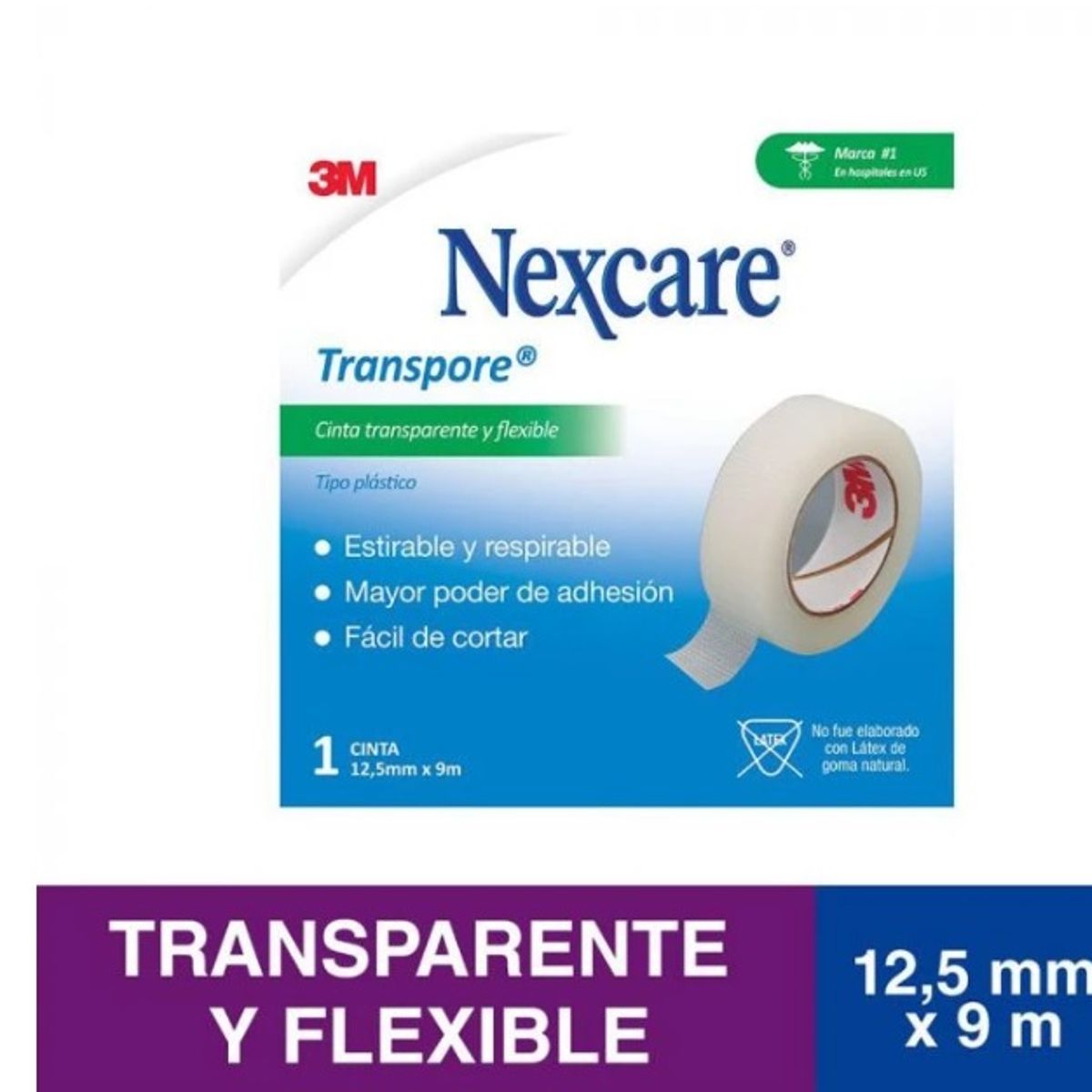 3M - Cinta Adhesiva Nexcare Transpore  125 MM x 91 M