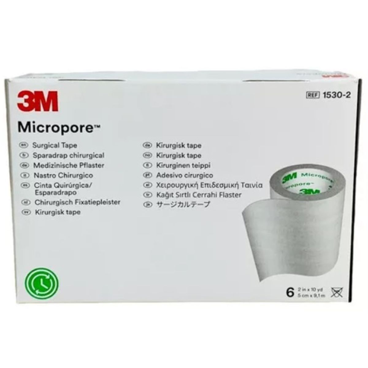 3M - Tela Micropore 3M 5 cm x 91 m blanca 1530-2  Caja 6 und Sin dispensador