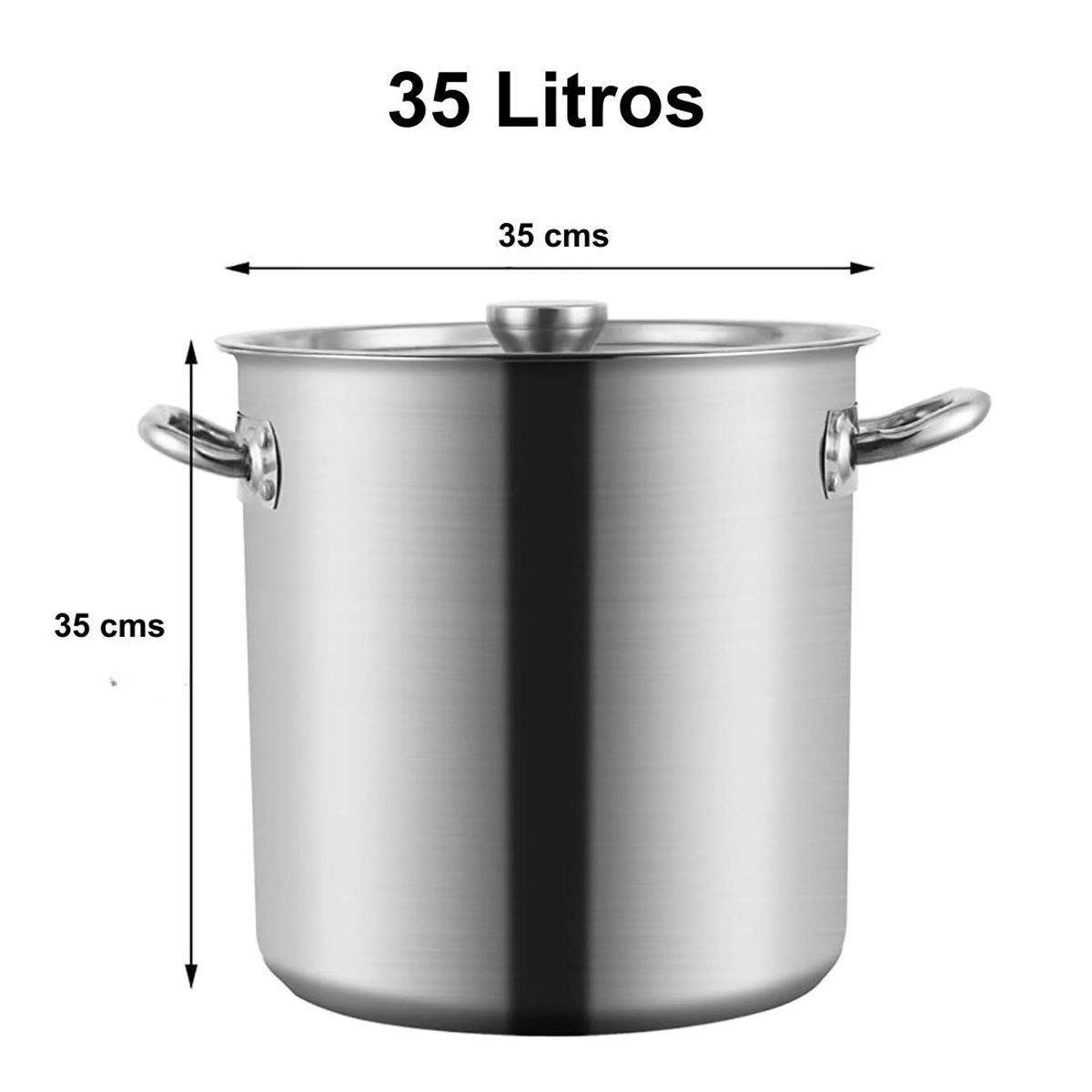 BAZUCA - Fondo Olla Acero Inoxidable 35 Litros – Espesor 2,5 mm Gruesa, Para cocinas Gas Eléctrica Inducción