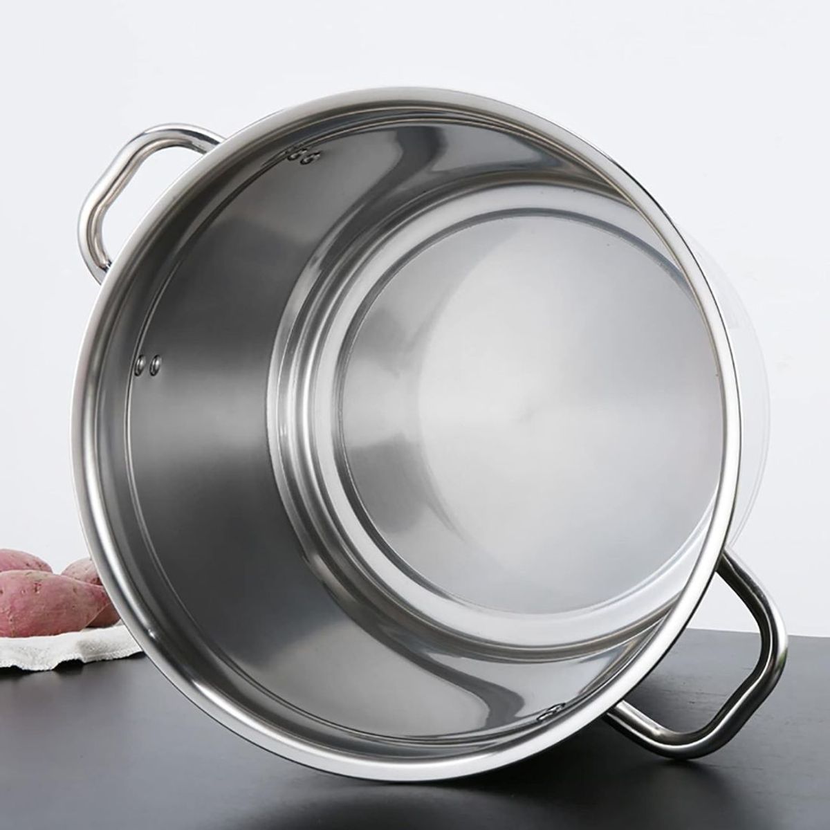 BAZUCA - Fondo Olla Acero Inoxidable 35 Litros – Espesor 2,5 mm Gruesa, Para cocinas Gas Eléctrica Inducción