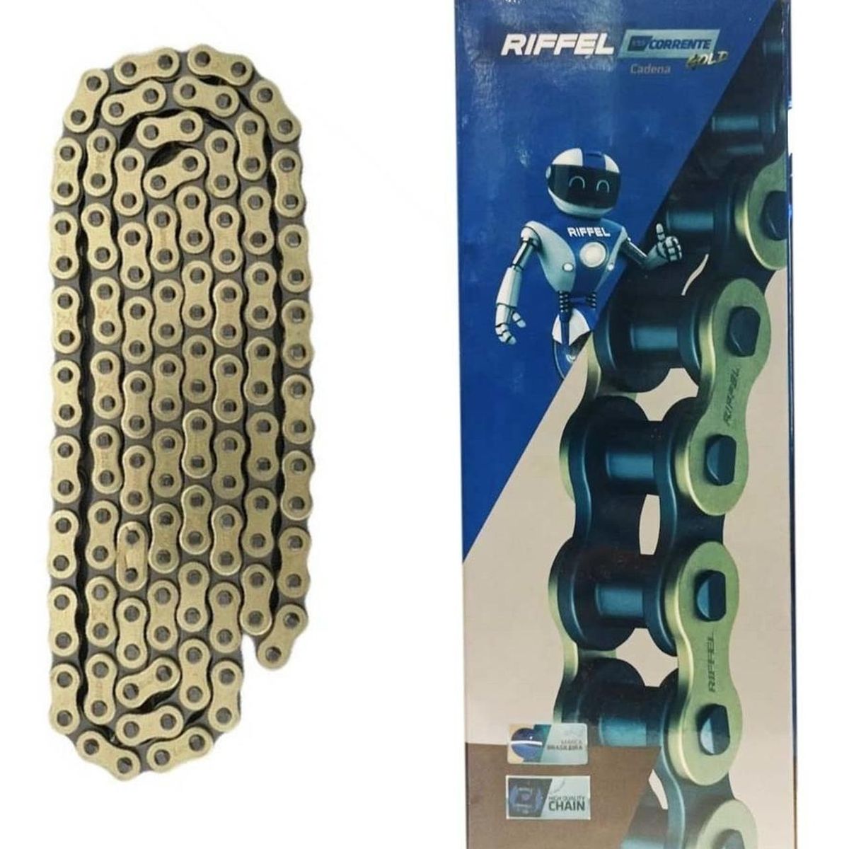 GENERICO - Cadena Para Moto Reforzada 520 X 120 Dorada C Seguro
